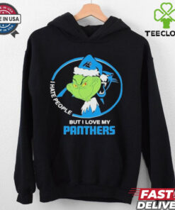 Carolina panthers Christmas grinch I hate people but I love my panthers 2024 hoodie, sweater, longsleeve, shirt v-neck, t-shirt