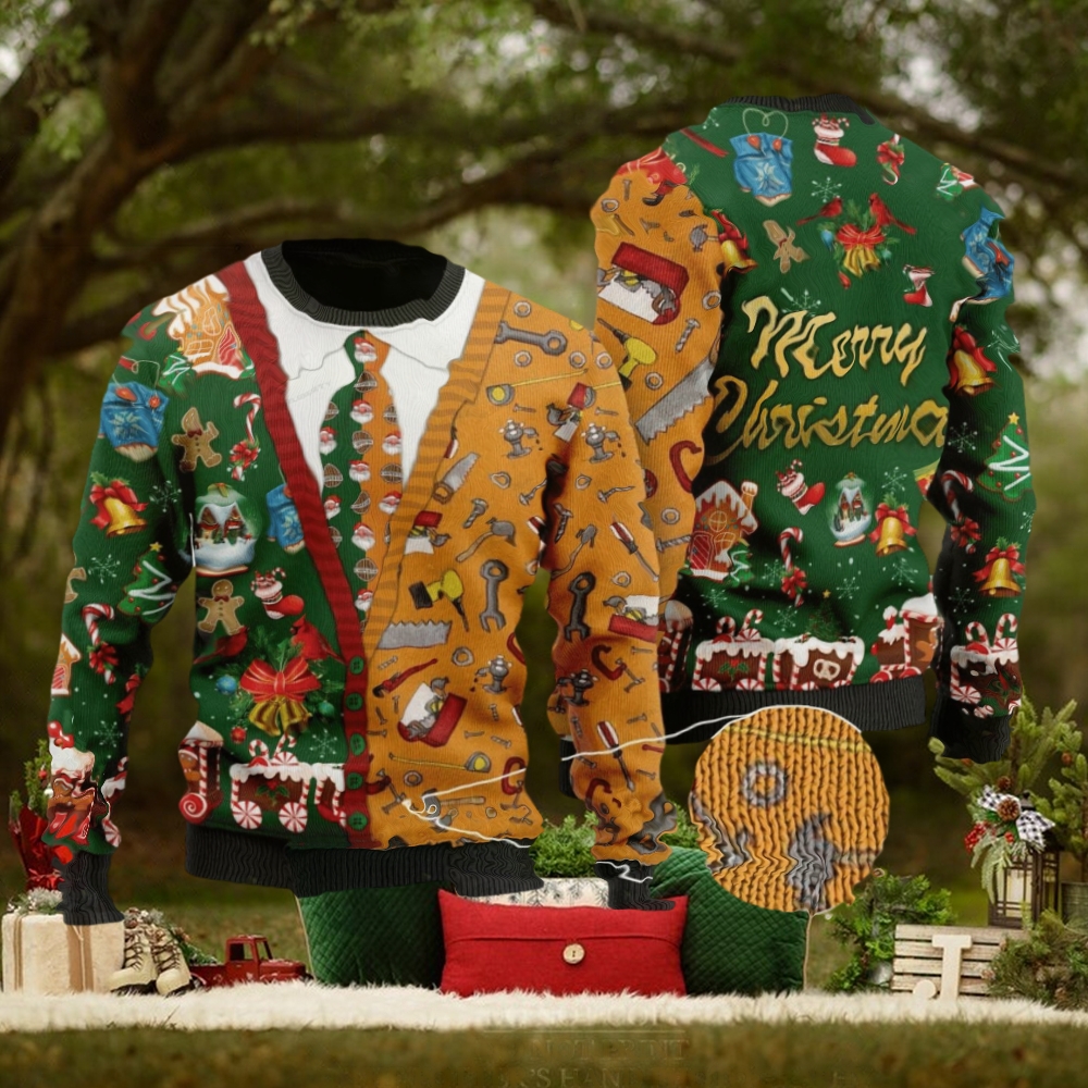 Carpenter 3d Christmas Ugly Wool Knitted Sweater Carpenter 3d Christmas Ugly Wool Knitted Sweater