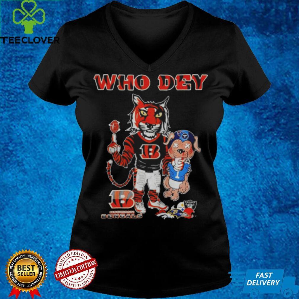 Cartoon Cincinnati Bengals Who Dey vs Tennessee Titans Champions 2022 shirts