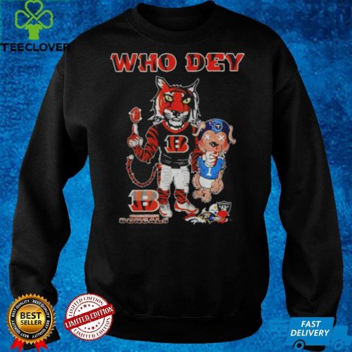 Cartoon Cincinnati Bengals Who Dey vs Tennessee Titans Champions 2022 shirts
