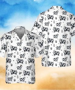 Cartoon Cow Hawaiian Shirt, Funny Cow Print Button Up Shirt For Men & Women