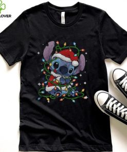 Cartoon Design Santa Hat Present Holiday Stitch Christmas shirt