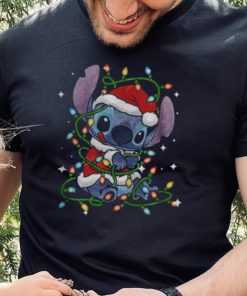 Cartoon Design Santa Hat Present Holiday Stitch Christmas shirt
