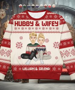 Cartoon Style Couple   Christmas Gift For Spouse, Husband, Wife   Personalized Unisex Ugly Sweater