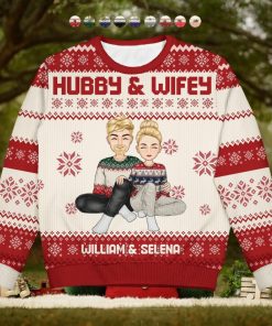 Cartoon Style Couple   Christmas Gift For Spouse, Husband, Wife   Personalized Unisex Ugly Sweater