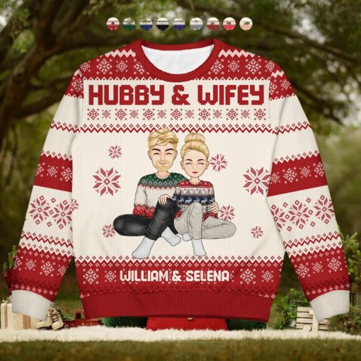 Cartoon Style Couple   Christmas Gift For Spouse, Husband, Wife   Personalized Unisex Ugly Sweater