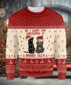 Cat All I Want For Christmas Is Double Lazy Cat And Sloth Ugly Christmas Sweater