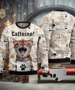 Cat Caffeine Ugly Christmas Sweater