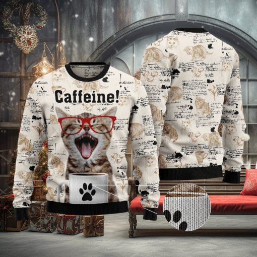 Cat Caffeine Ugly Christmas Sweater