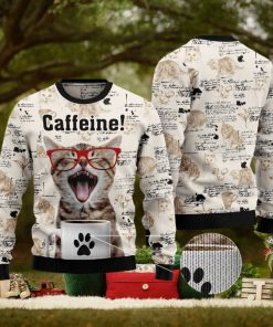 Cat Caffeine Ugly Christmas Sweater