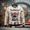 Cat Christmas Catfeine Cat And Coffee Christmas Ugly Sweater 3D For Men And Women