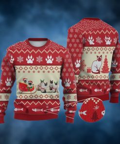 Cat Christmas Sweater, Siamese Cat Reindeer Ugly Christmas Sweater 3D For Xmas
