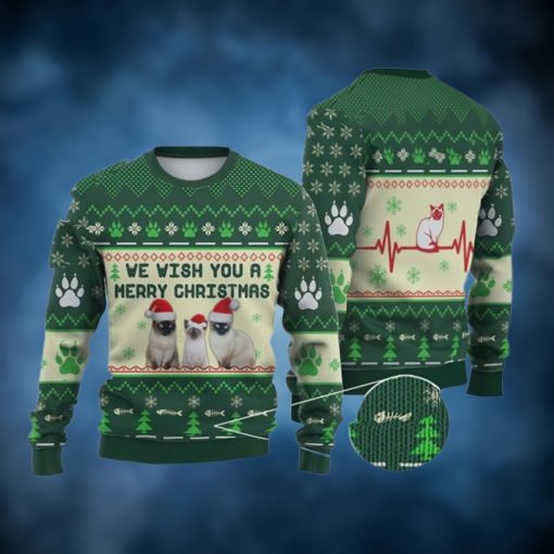 Cat Christmas Sweater, Siamese Cat We Wish You A Merry Ugly Christmas Sweater 3D