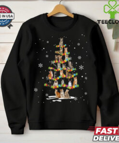 Cat Christmas Tree Light Shirt Recovered