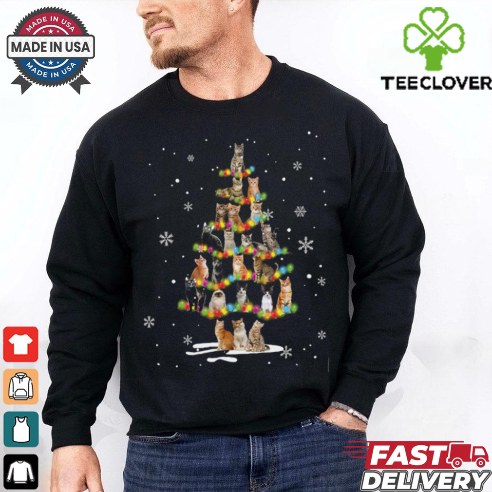 Cat Christmas Tree Light Shirt Recovered Cat Christmas Tree Light Shirt Recovered
