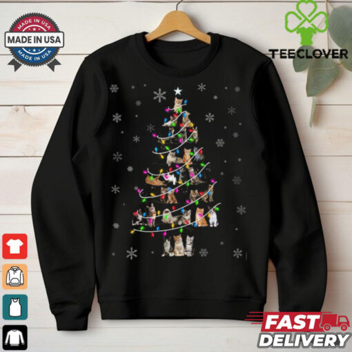 Cat Christmas Tree Shirt Recovered