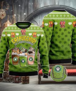 Cat Coffee Christmas Gift Ugly Christmas Sweater Xmas Holiday