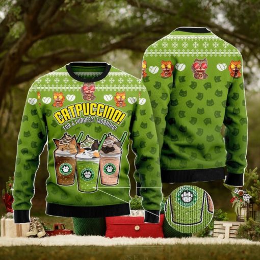 Cat Coffee Christmas Gift Ugly Christmas Sweater Xmas Holiday
