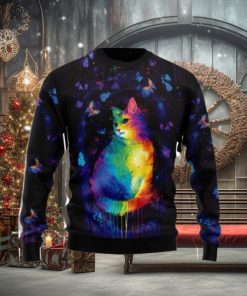 Cat Colorful Ugly Christmas Sweater 3D Gift Christmas Funny