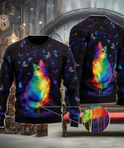 Cat Colorful Ugly Christmas Sweater AOP All Over Printed Sweater