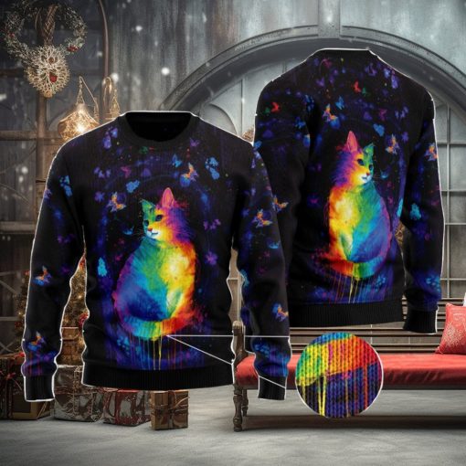 Cat Colorful Ugly Christmas Sweater AOP All Over Printed Sweater