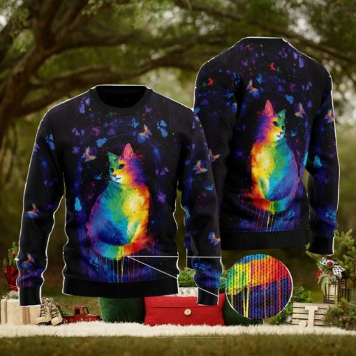 Cat Colorful Ugly Christmas Sweater AOP All Over Printed Sweater