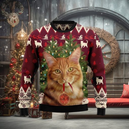 Cat Decor Pine Ugly Christmas Sweater