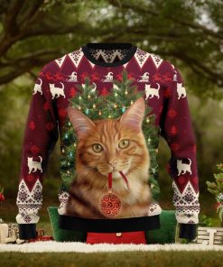 Cat Decor Pine Ugly Christmas Sweater