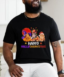 Cat Halloween Christmas Happy Hallothanksmas Thanksgiving 2023 Shirt