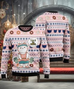 Cat I Do It For Donuts Pink Ugly Christmas 3D Sweater