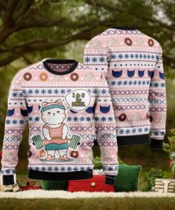 Cat I Do It For Donuts Pink Ugly Christmas 3D Sweater