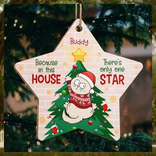 Cat Is Only One Star In This House Cat Personalized Custom Ornament Wood Custom Shaped Christmas Gift For Pet Owners, Pet Lovers