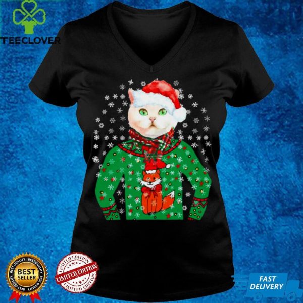 Cat Katzen Katzchen Ugly Xmas Santa Christmas Lustige Katzchen Grafik Langarmshirt Shirt