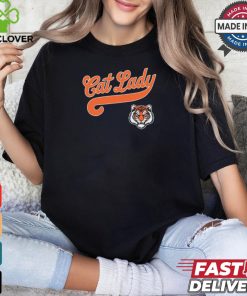 Cat Lady Baseball Script Tiger Logo t shirt