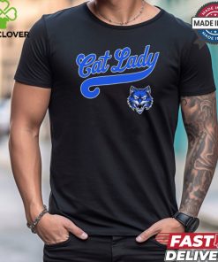 Cat Lady Baseball Script Wildcat Logo t shirt