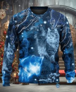 Cat Love Blue Neon Stunning Ugly Christmas 3D Sweaters Gift For Men And Women