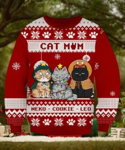 Cat Lover Custom Wool Ugly Sweater Cat Mom Personalized Christmas Gift