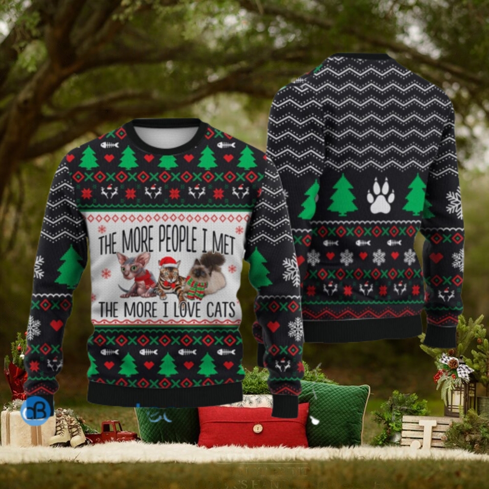 Cat Lover The More People I Met Ugly Christmas Sweater Cat Lover The More People I Met Ugly Christmas Sweater