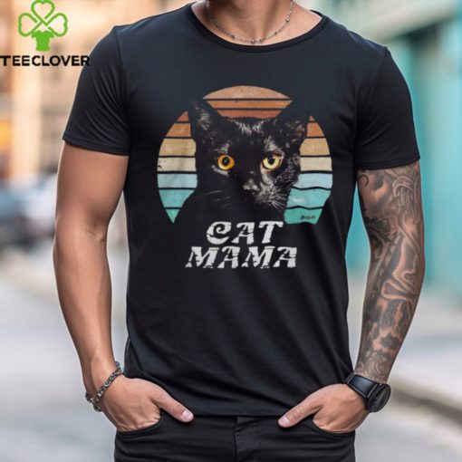 Cat Mama Mom Mothers Day Black Cat Retro T Shirt