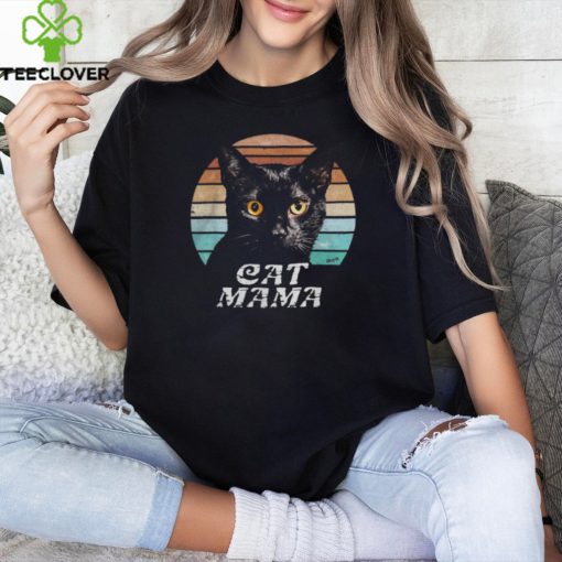 Cat Mama Mom Mothers Day Black Cat Retro T Shirt