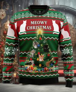 Cat Meowy Ugly Christmas Sweater Thankgiving Gift Men Women