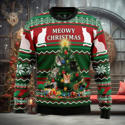 Cat Meowy Ugly Christmas Sweater Thankgiving Gift Men Women