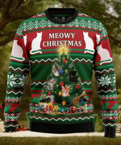 Cat Meowy Ugly Christmas Sweater Thankgiving Gift Men Women