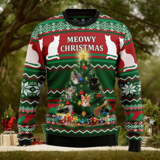 Cat Meowy Ugly Christmas Sweater Thankgiving Gift Men Women