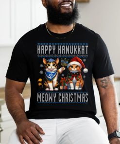 Cat Merry Christmas Happy Hanukkah Jewish Christian T shirt