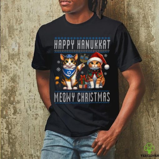 Cat Merry Christmas Happy Hanukkah Jewish Christian T hoodie, sweater, longsleeve, shirt v-neck, t-shirt