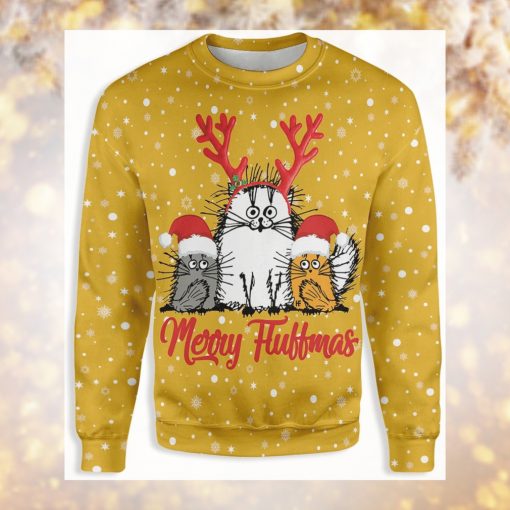 Cat Merry Fluffmas Sweater For Men And Women All Over Print Sweater Christmas Gift 2021