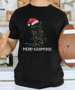 Cat Merry Kissmyass Funny Christmas Lights Shirt