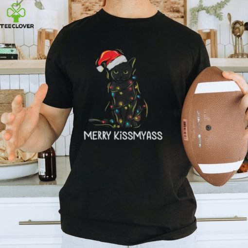 Cat Merry Kissmyass Funny Christmas Lights Shirt