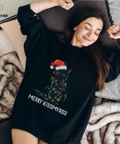 Cat Merry Kissmyass Funny Christmas Lights Shirt